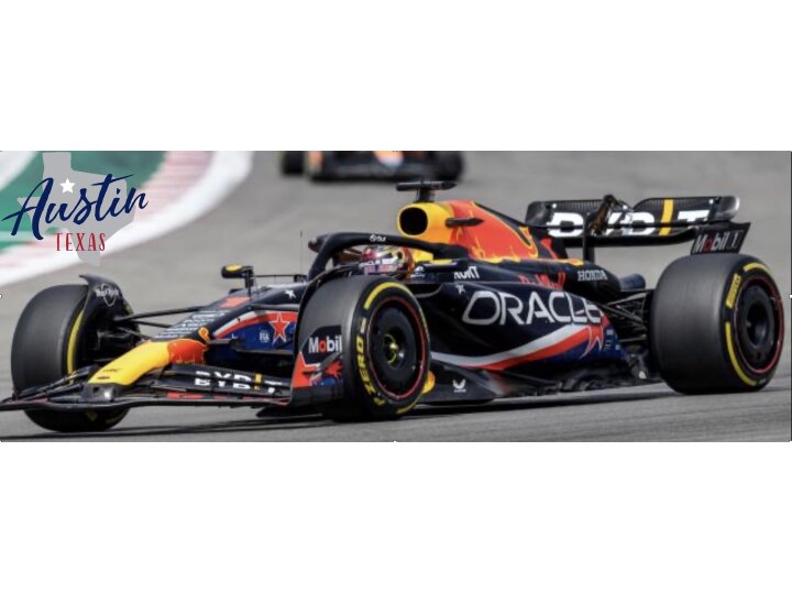Red Bull Racing RB19 F1 No.1 Winner Austin GP 2023 M. Verstappen with Helmet - 1:43