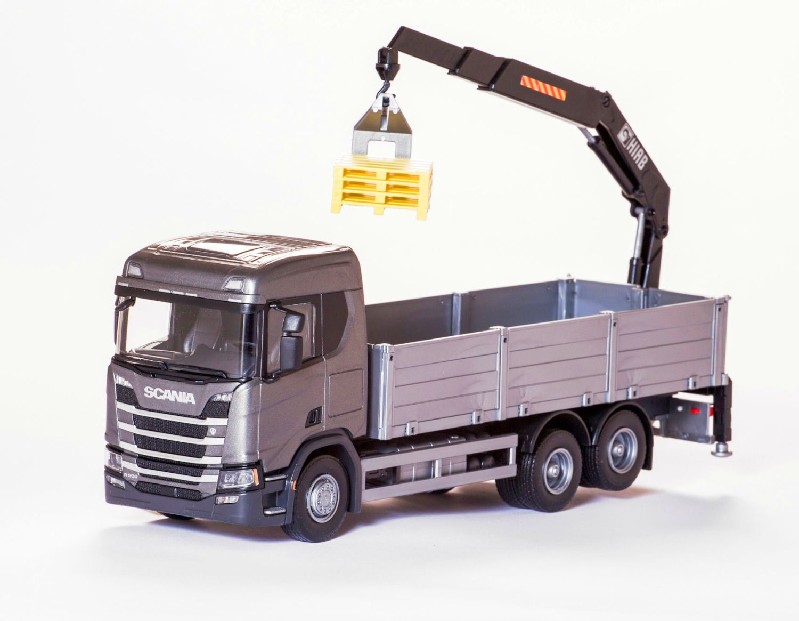 Scania CR500 6x4 Cargo Box + Crane Grey - 1:25