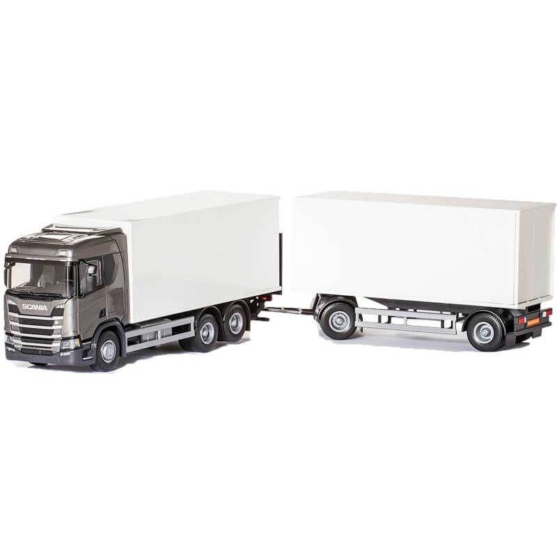 Scania CR 6x4 Box Truck Grey with Trailer - 1:25