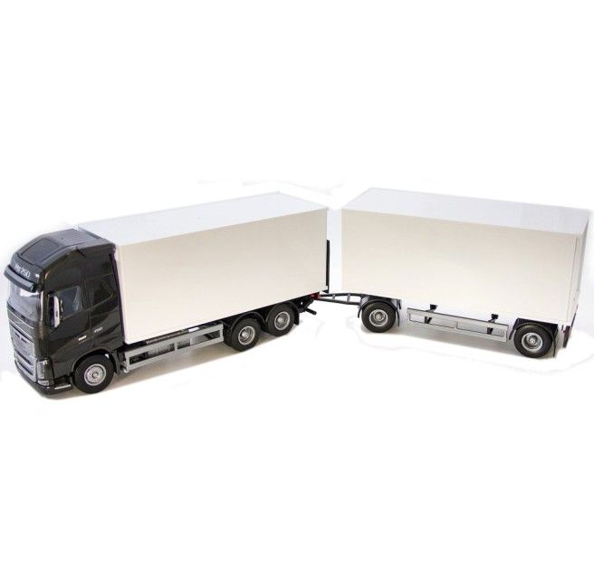 Volvo FH 6x4 Bakwagen Zwart met Aanhanger - 1:25