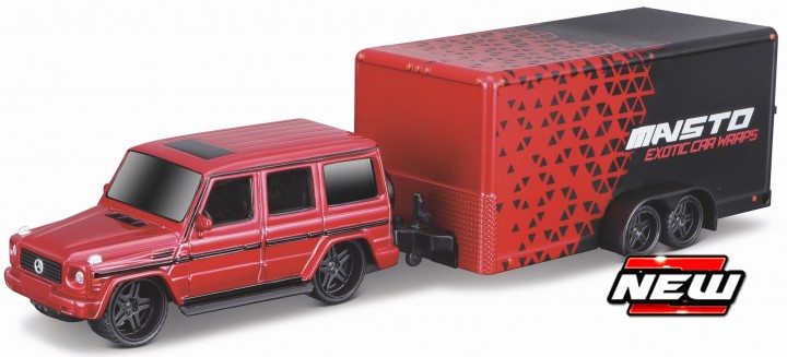 Mercedes-Benz G-Class 2018 + Car Trailer - 1:64