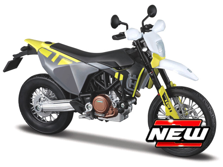 Husqvarna Husky 701 Supermoto 2023 Zwart/Wit/Geel - 1:18