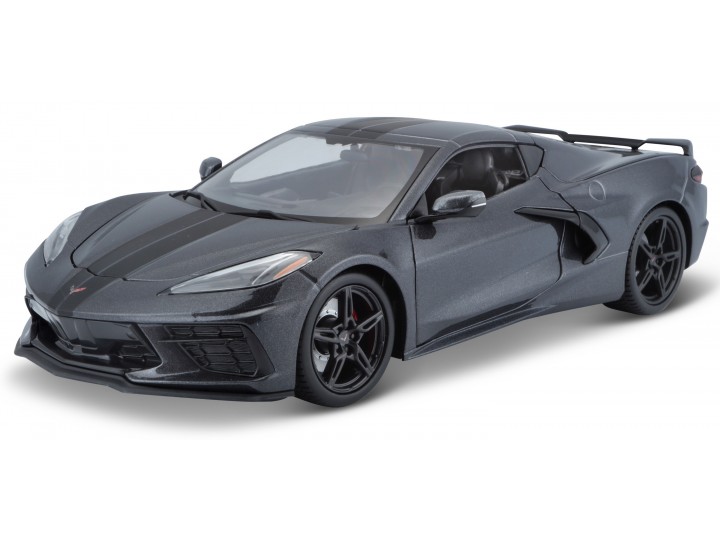 Chevrolet Corvette Stingray 2020 Donkergrijs/Zwart - 1:18