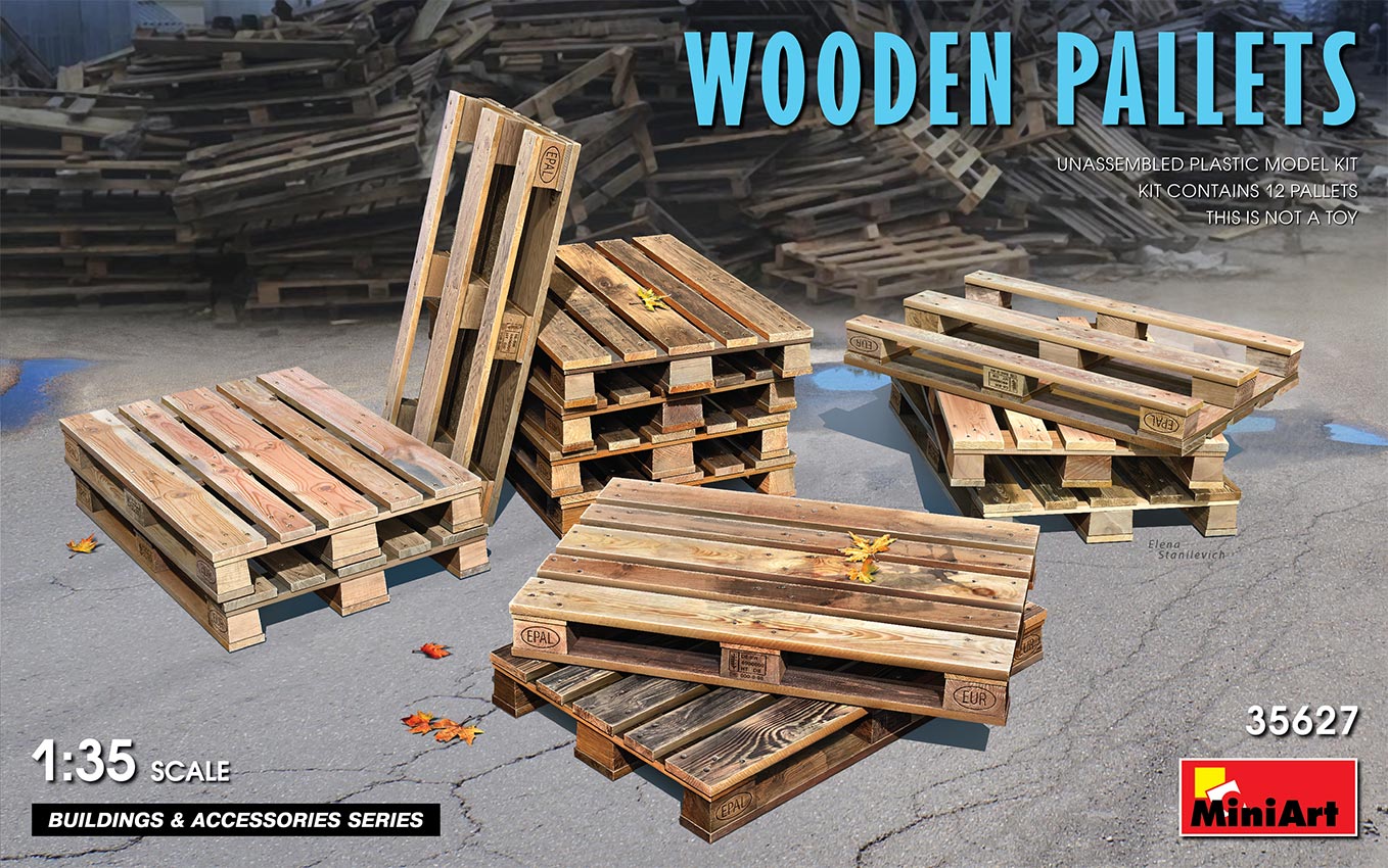 Wooden Pallets 12 pieces - 1:35