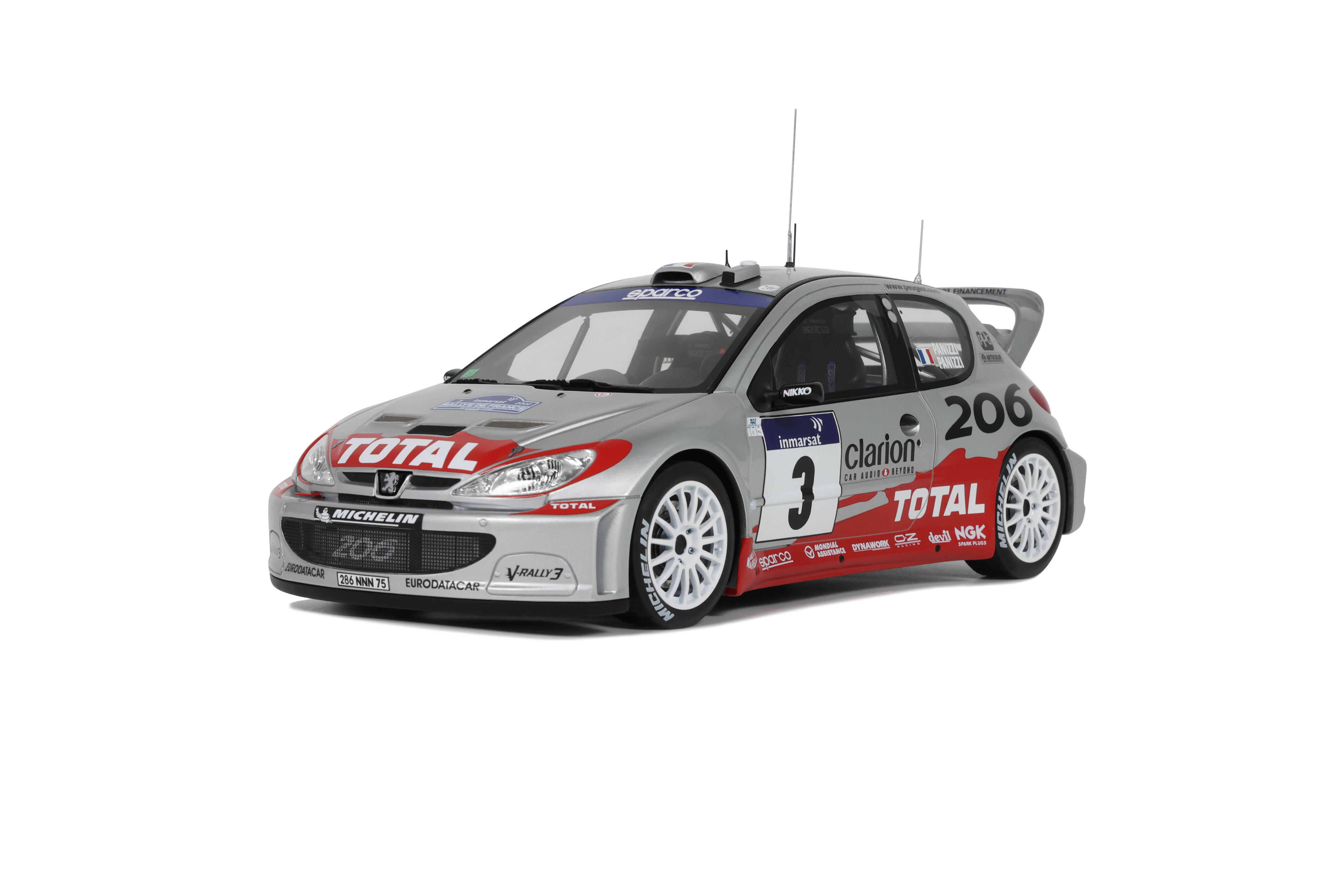 Peugeot 206 WRC Silver Tour de Corse 2002 Panizzi - 1:18
