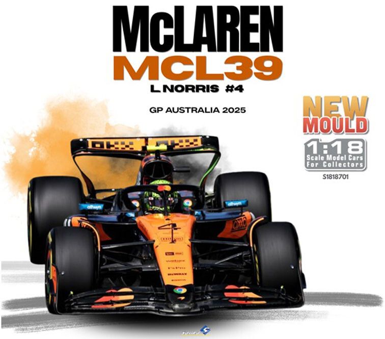 McLaren MCL39 F1 Team Orange No.4 Australian GP 2025 L. Norris - 1:18